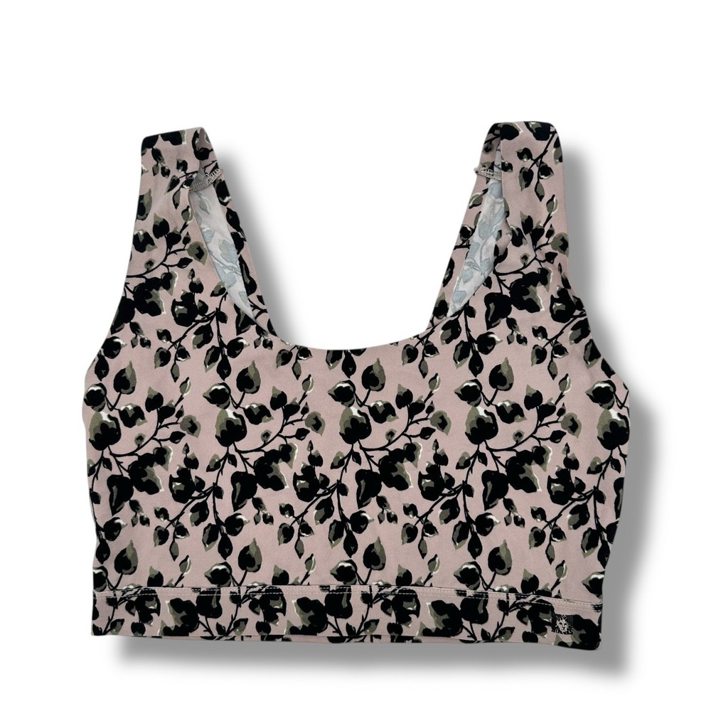 NWT Anne Klein Women's Floral Longline Sports Lounge Bra Large Pink Athleisure